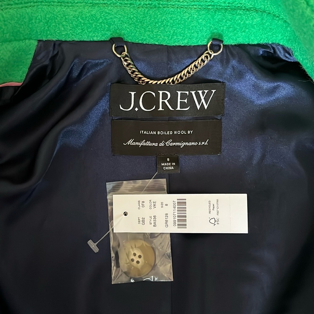 NWT J.Crew Leighton BlazerJacket in Italian Boiled Wool in Vintage Kelly 8 10 - Picture 15 of 16
